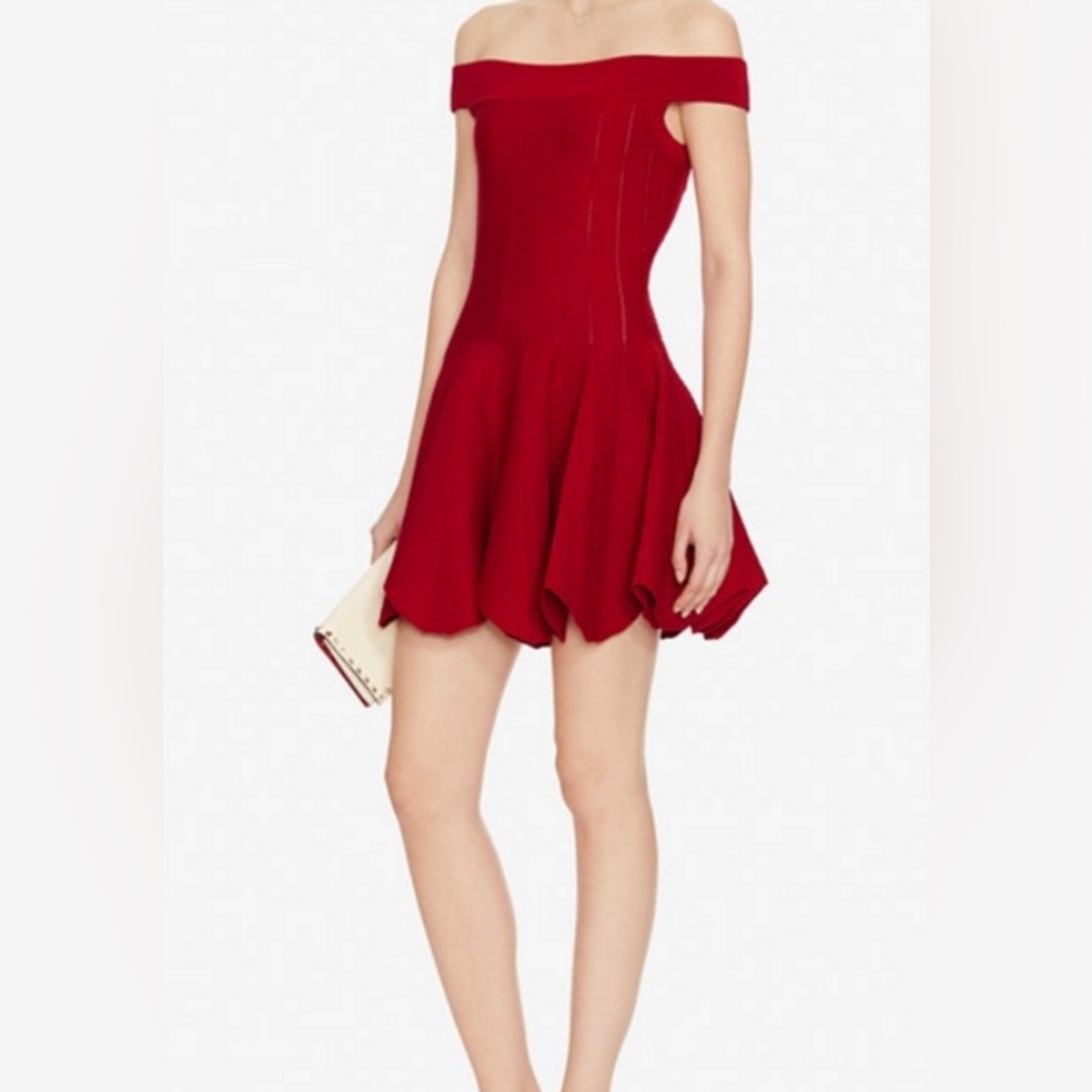 WINTER SALE! Cute & Flirty Jonathan Simkhai Off Shoulder Pointelle Red Dress XS - Picture 3 of 15